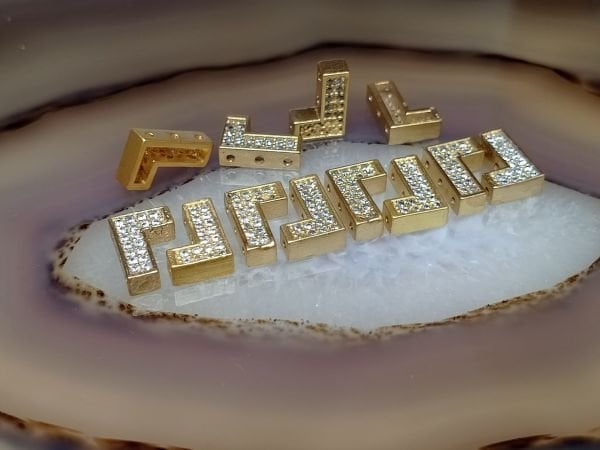 Taşlı Bileklik Ara Malzemesi Parlak Altın Kaplama L