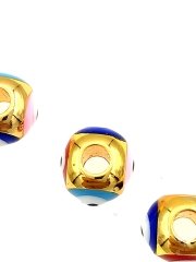 8 mm Altın Kaplama Mineli Gözlü Boncuk Arası