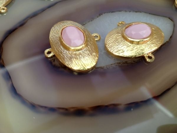 Bileklik Ara Malzemesi Altın Kaplama Antik Toka Mat Pembe