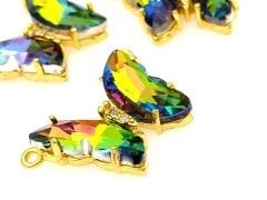 Swarowski Taşlı Altın Kaplama Kelebek Kolye Sallantı Multi Color