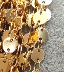 5 mm Altın Kaplama Pullu Zincir